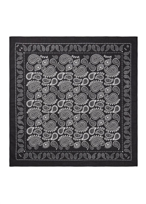 Paisley solid soft cotton scarf Black Mads Nørgaard 